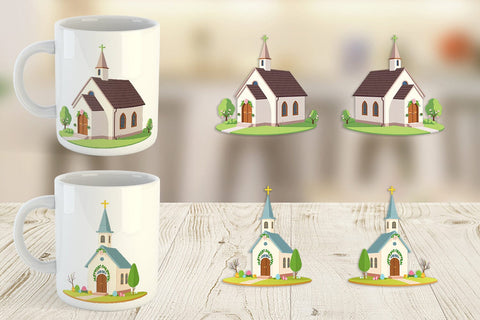 Mug Wrap Church Sublimation artnoy 