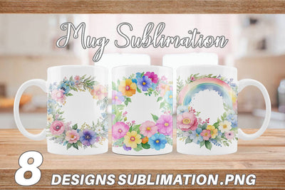 Mug Wrap Circular Floral Wreath Sublimation artnoy 