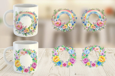 Mug Wrap Circular Floral Wreath Sublimation artnoy 