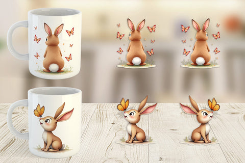 Mug Wrap Classic Easter Bunnies in the Meadow Watercolor Sublimation artnoy 