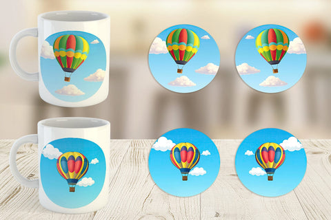 Mug Wrap Classic Hot Air Balloon Sublimation artnoy 