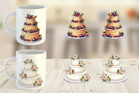 Mug Wrap Classic Wedding Cakes and Celebrations Sublimation artnoy 