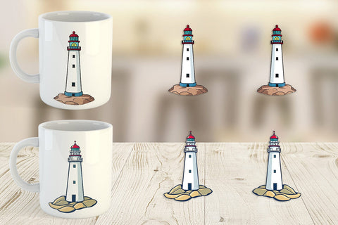 Mug Wrap Cliff Lighthouse Sublimation artnoy 