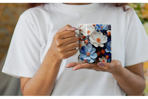 Mug Wrap Cobalt Flower Sublimation artnoy 