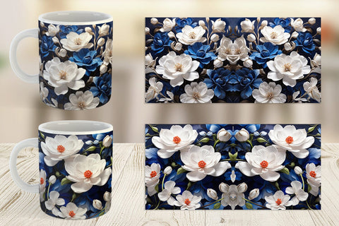 Mug Wrap Cobalt Flower Sublimation artnoy 