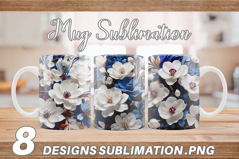 Mug Wrap Cobalt Flower Sublimation artnoy 