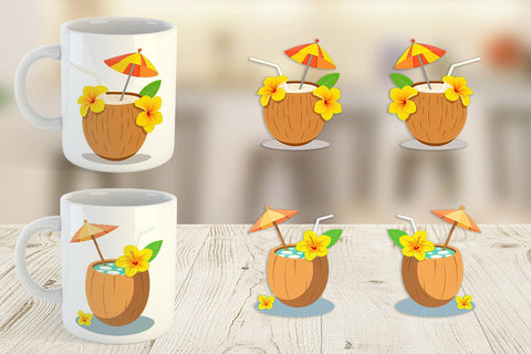Mug Wrap Coconut Drink Sublimation artnoy 