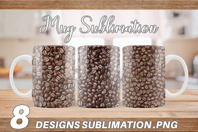 Mug Wrap Coffee Beans Pattern Sublimation artnoy 