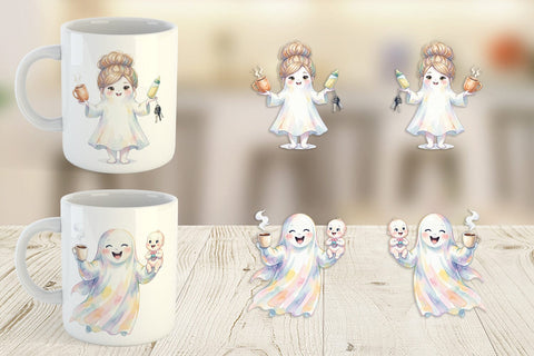 Mug Wrap Coffee Lover Mom Ghost Sublimation artnoy 