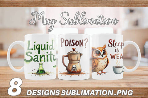 Mug Wrap Coffee Skull Humor Sarcastic Quotes Sublimation artnoy 