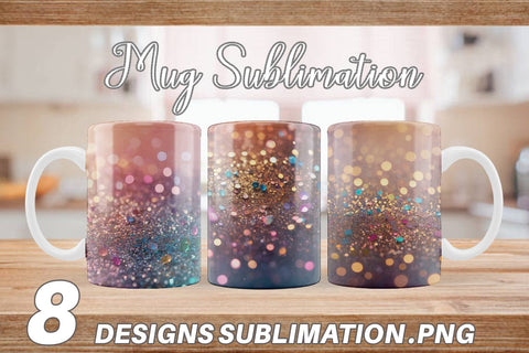 Mug Wrap Colorful Glitter Bokeh Sublimation artnoy 