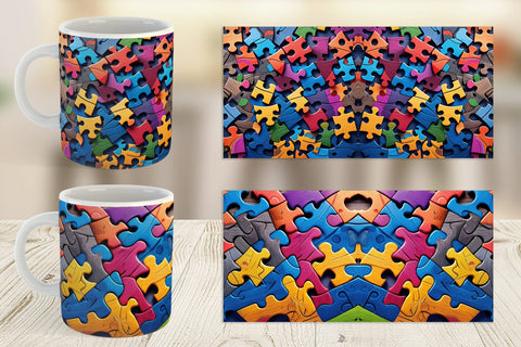 Mug Wrap Colorful Puzzle Pieces Sublimation artnoy 