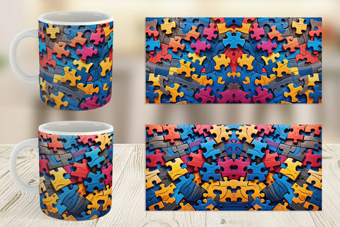 Mug Wrap Colorful Puzzle Pieces Sublimation artnoy 
