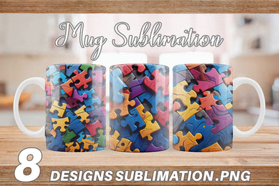 Mug Wrap Colorful Puzzle Pieces Sublimation artnoy 