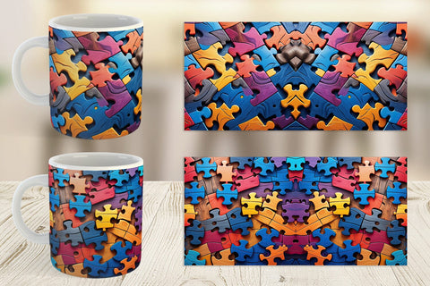 Mug Wrap Colorful Puzzle Pieces Sublimation artnoy 
