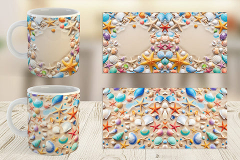 Mug Wrap Colorful Seashells Sublimation artnoy 