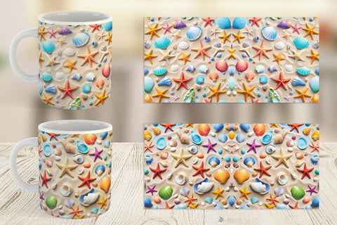 Mug Wrap Colorful Seashells Sublimation artnoy 