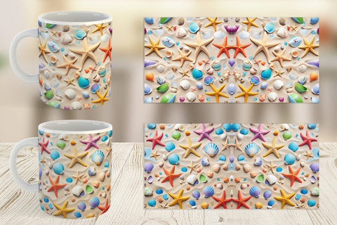 Mug Wrap Colorful Seashells Sublimation artnoy 