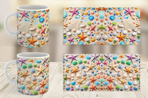 Mug Wrap Colorful Seashells Sublimation artnoy 