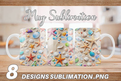 Mug Wrap Colorful Seashells Sublimation artnoy 