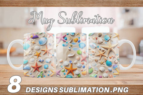 Mug Wrap Colorful Seashells Sublimation artnoy 