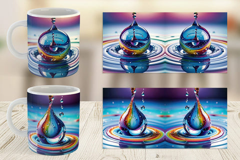 Mug Wrap Colorful Water Drops Sublimation artnoy 