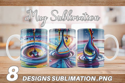 Mug Wrap Colorful Water Drops Sublimation artnoy 