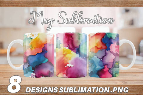 Mug Wrap Colorful Watercolor Sublimation artnoy 