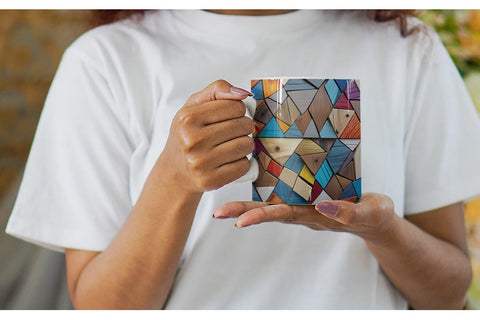 Mug Wrap Colorful Wood Mosaic Sublimation artnoy 