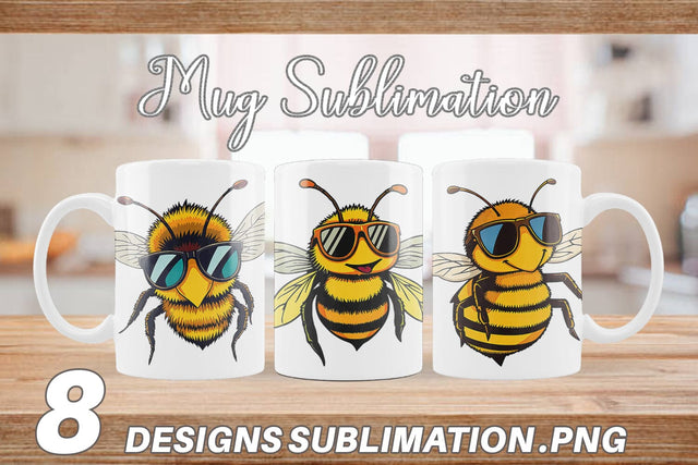 Mug Wrap Cool Bee Sublimation artnoy 