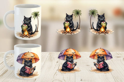 Mug Wrap Cool Cat Summerween Sublimation artnoy 