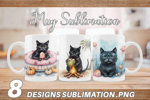 Mug Wrap Cool Cat Summerween Sublimation artnoy 