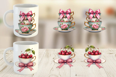 Mug Wrap Coquette Teacups Sublimation artnoy 