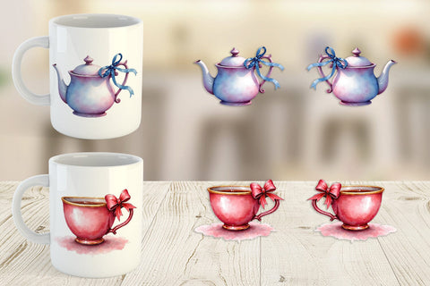 Mug Wrap Coquette Teacups Sublimation artnoy 