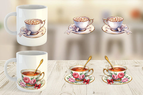 Mug Wrap Coquette Teacups Sublimation artnoy 