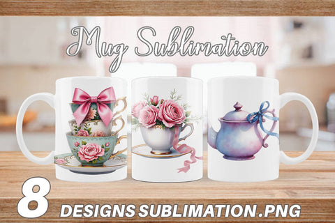 Mug Wrap Coquette Teacups Sublimation artnoy 