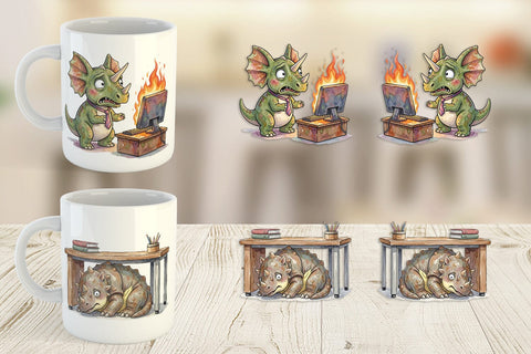 Mug Wrap Corporate Burnout Dino Sublimation artnoy 