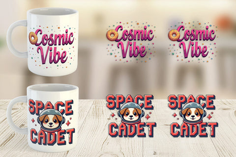 Mug Wrap Cosmic Cravings 80s Retro Kawaii Space Quotes Sublimation artnoy 