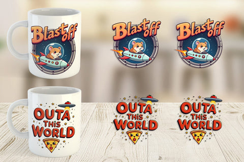 Mug Wrap Cosmic Cravings 80s Retro Kawaii Space Quotes Sublimation artnoy 