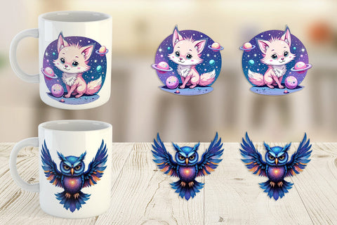 Mug Wrap Cosmic Kawaii Critters Sublimation artnoy 