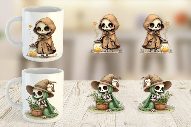 Mug Wrap Cottagecore Witch Skeleton Sublimation artnoy 