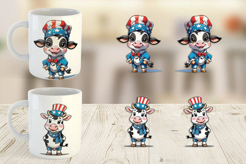 Mug Wrap Cow 4th of July Sublimation artnoy 