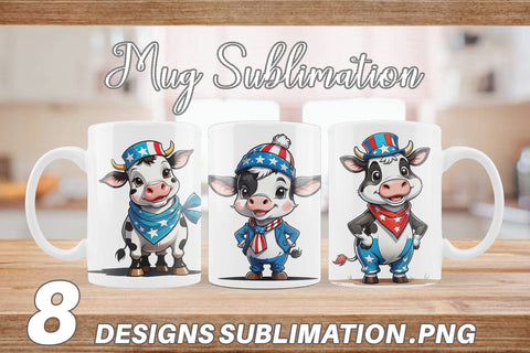 Mug Wrap Cow 4th of July Sublimation artnoy 