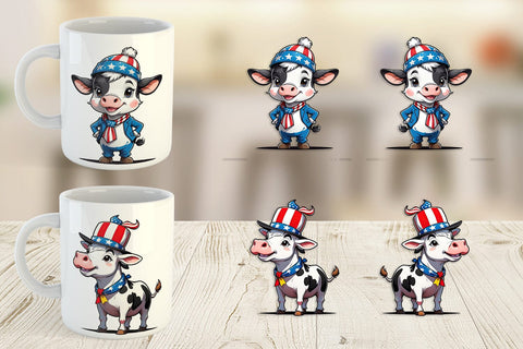 Mug Wrap Cow 4th of July Sublimation artnoy 