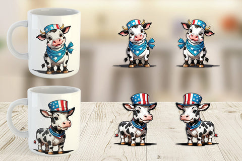 Mug Wrap Cow 4th of July Sublimation artnoy 