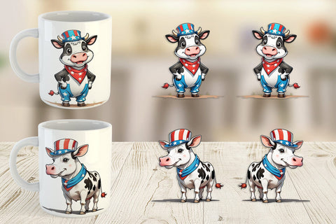 Mug Wrap Cow 4th of July Sublimation artnoy 