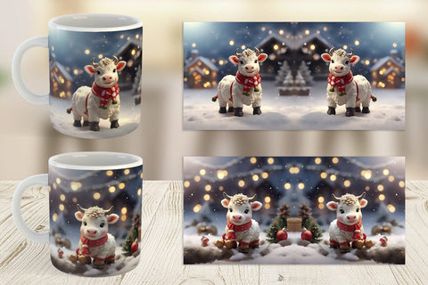 Mug Wrap Cow Christmas Sublimation artnoy 