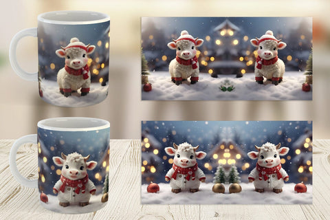 Mug Wrap Cow Christmas Sublimation artnoy 
