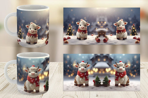 Mug Wrap Cow Christmas Sublimation artnoy 