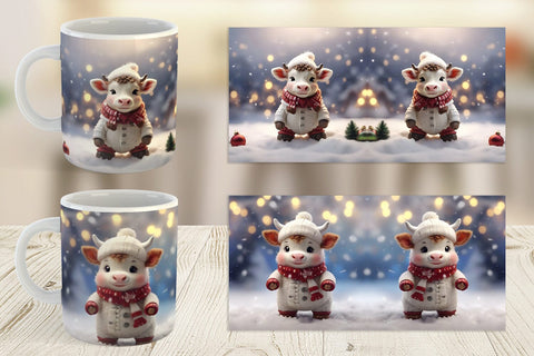 Mug Wrap Cow Christmas Sublimation artnoy 